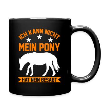 Pony Pferd Pony Ponybesitzer - Tasse einfarbig - Schwarz - Rechts