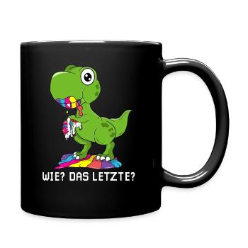 Wie das letzte Einhorn T-rex isst Einhorn Dino - Tasse einfarbig - Schwarz - Rechts