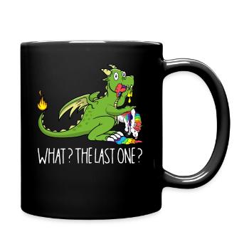 Wie das letzte Einhorn T-rex isst Einhorn Dino - Tasse einfarbig - Schwarz - Rechts