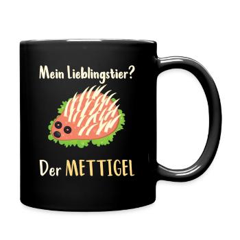 Mettigel aus Mett für Mettbrötchen - Tasse einfarbig - Schwarz - Rechts