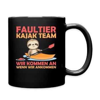 Faultier Kajak Team lustige Faultiere paddeln - Tasse einfarbig - Schwarz - Rechts