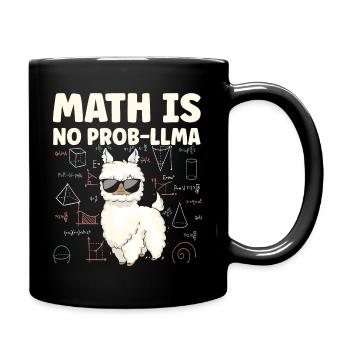 Math Is No Prob LLLMA Lama Mathematics - Full Colour Mug - black - Right