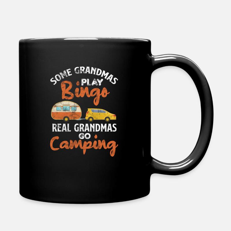 Camping Oma - Tasse einfarbig - Schwarz