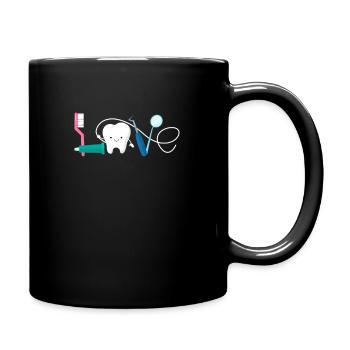 Zahnarzt Zahn Zahnärztin Dentist Zähne Geschenk - Tasse einfarbig - Schwarz - Rechts