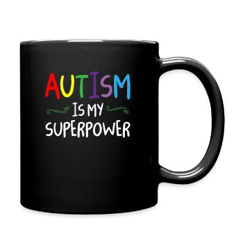 Autism Is My Superpower Colorful Autism Awareness - Full Colour Mug - black - Right