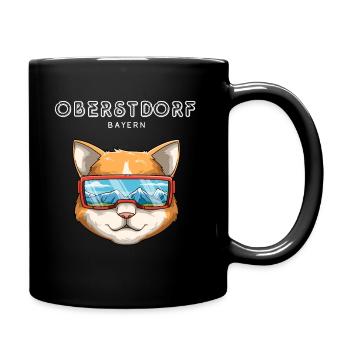 Oberstdorf Bayern Snowboard Ski Katze Wintersport - Tasse einfarbig - Schwarz - Rechts
