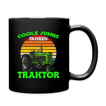 Coole Jungs fahren Traktor - Trecker Kinder Jungen - Tasse einfarbig - Schwarz - Rechts