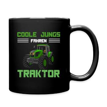 Trecker Kinder Jungen Coole Jungs fahren Traktor - - Tasse einfarbig - Schwarz - Rechts