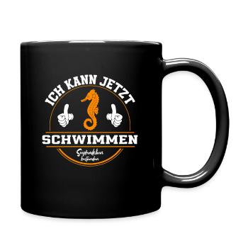 Schwimmabzeichen schwimmen Seepferdchen bestanden - Tasse einfarbig - Schwarz - Rechts