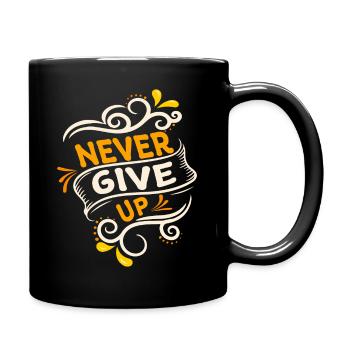 Never give up 01 - Mug uni - noir - Droite