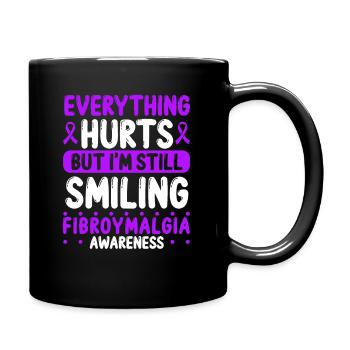 Fibromyalgia Awareness Purple Ribbon Warrior - Full Colour Mug - black - Right