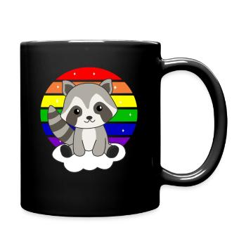 Rainbow Raccoon Cute Raccoons for Kids - Full Colour Mug - black - Right
