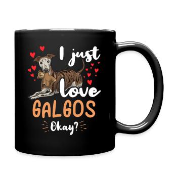 Galgo Español dog with plush toy and many - Full Colour Mug - black - Right