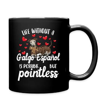 Galgo Español dog with plush toy and many - Full Colour Mug - black - Right