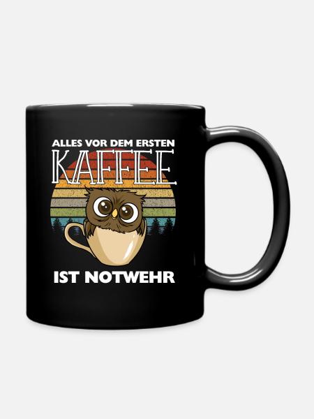 Kaffee Eule Langschläfer Morgenmuffel Koffein - Tasse einfarbig - Schwarz
