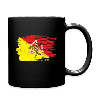 Italy Italia Sicilia Flag Sicily Palermo - Full Colour Mug - black - Right
