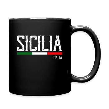 Italy Italia Sicilia Flag Sicily Palermo - Full Colour Mug - black - Right
