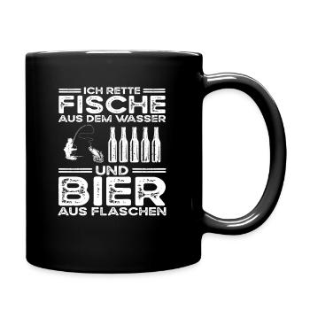 Fisher Angler Rainbow Trout Fishing Kayak fishing - Full Colour Mug - black - Right