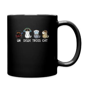 Wortspiel Mieze Katze Französisch Niedlich Lustig - Tasse einfarbig - Schwarz - Rechts