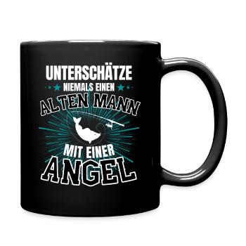 Alter Mann mit Angel! fischer angler angeln spruch - Tasse einfarbig - Schwarz - Rechts