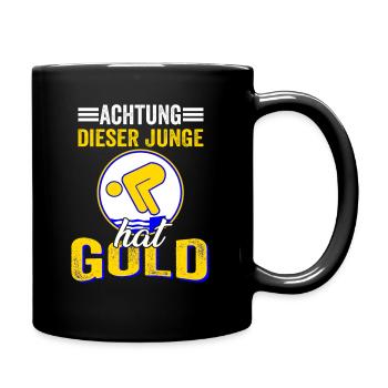 Dieser Junge darf Schwimmen Gold Bestanden - Tasse einfarbig - Schwarz - Rechts