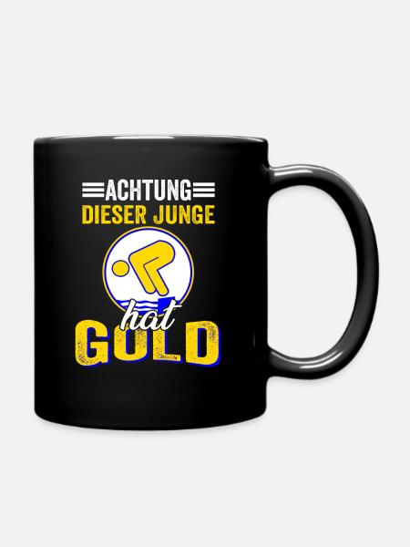 Dieser Junge darf Schwimmen Gold Bestanden - Tasse einfarbig - Schwarz