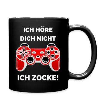 Ich höre dich nicht ich zocke! Spruch für Gamer - Tasse einfarbig - Schwarz - Rechts