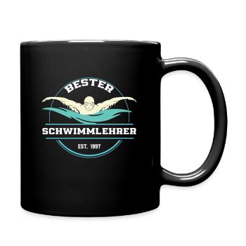 Bester Schwimmlehrer Schwimmen Schwimmtrainer - Tasse einfarbig - Schwarz - Rechts