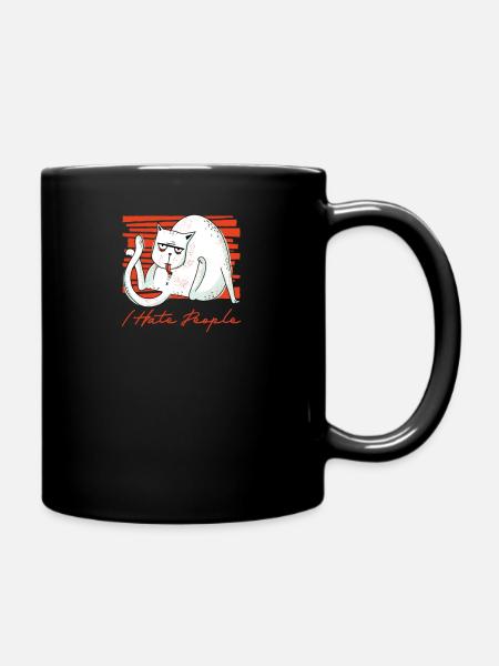 I hate people Katze - Tasse einfarbig - Schwarz