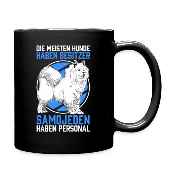 Samojede Personal Schlittenhund Samojedenspitz - Tasse einfarbig - Schwarz - Rechts