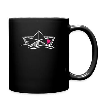 Papierschiff Meer Papierboot Papierschiffchen - Tasse einfarbig - Schwarz - Rechts