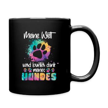 Monde coloré grâce à mon chien - Mug uni - noir - Droite