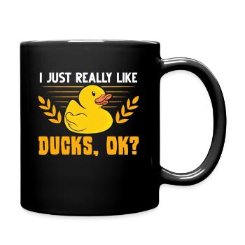 J'aime vraiment les canards Canard en caoutchouc - Mug uni - noir - Droite