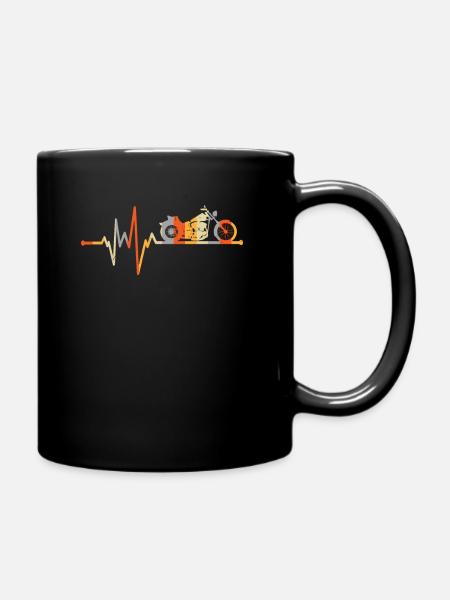 Rétro cardio-battement moto vintage oldtimer biker - Mug uni - noir