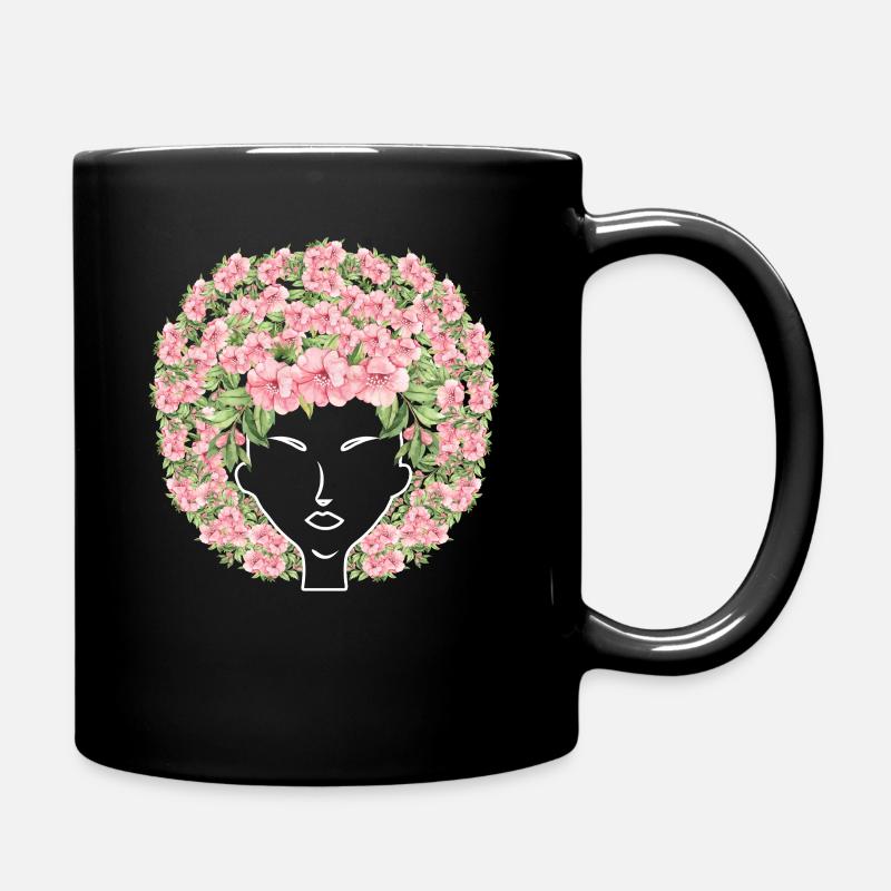 Blumen Afro - Tasse einfarbig - Schwarz