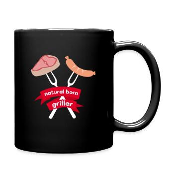 Natural Born Griller BBQ Barbecue Gift - Full Colour Mug - black - Right