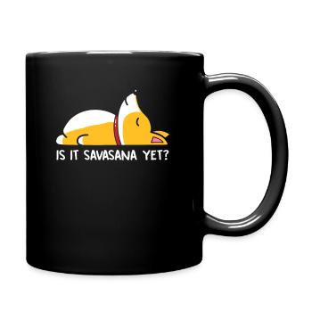 Corgi Yoga Dogs Is It Savasana Yet Meditation - Full Colour Mug - black - Right