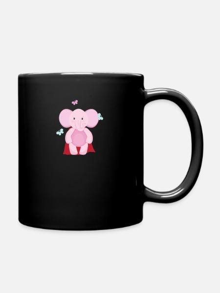 Elefant Superheld - Tasse einfarbig - Schwarz