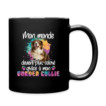 Grâce à mon Border collie chien - Tasse einfarbig - Schwarz - Rechts
