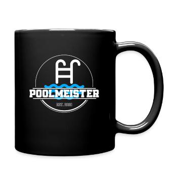 Poolmeister Pool Meister Swimmingpool Poolboy - Tasse einfarbig - Schwarz - Rechts
