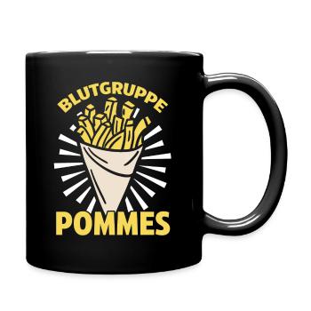 Blutgruppe Pommes - Tasse einfarbig - Schwarz - Rechts