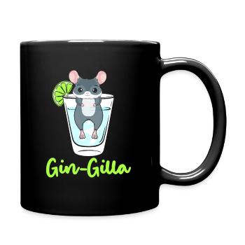 Gin Gilla Chinchilla Gin Pun Chinchilla Lover - Tasse einfarbig - Schwarz - Rechts