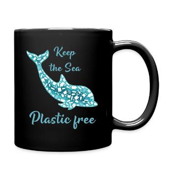 Keep the Sea Plastic free - Tasse einfarbig - Schwarz - Rechts