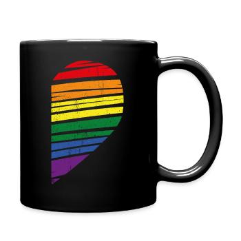 LGBT-HERZ Schwul Lesben Pride LBGT Flagge Homosex - Tasse einfarbig - Schwarz - Rechts