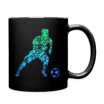 Fußball Fußballer Kinder Jungen - Tasse einfarbig - Schwarz - Rechts
