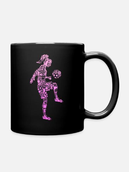 Fußball Mädchen Fußballerin Damen - Tasse einfarbig - Schwarz