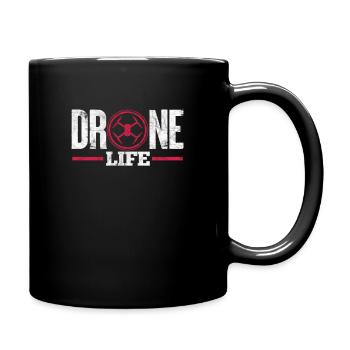 Drohne - Tasse einfarbig - Schwarz - Rechts
