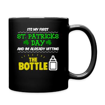 Baby First St Patricks Day Funny Pun Apparel - Full Colour Mug - black - Right