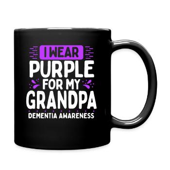 Dementia Awareness Purple Ribbon Grandfather - Full Colour Mug - black - Right