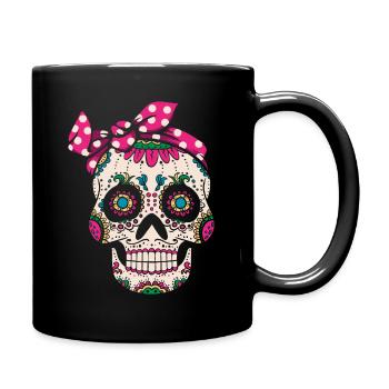 Dia De Los Muerto Tête de mort mexicaine - Mug uni - noir - Droite